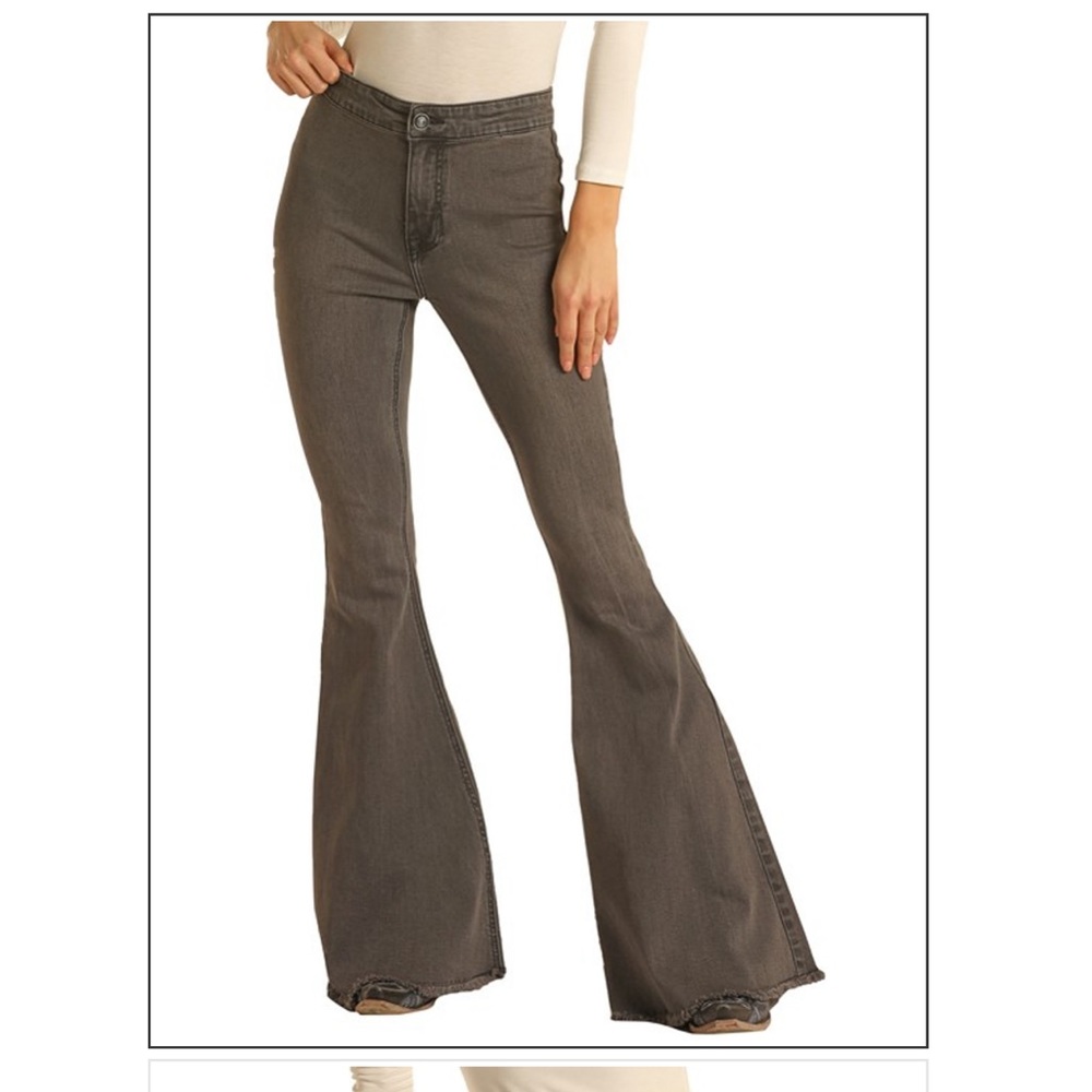 BUTTON BELLS HIGH RISE STRETCH FLARE JEANS #WPB2669